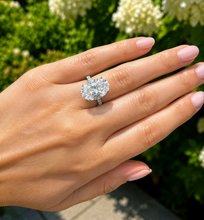 Load image into Gallery viewer, IGI Certified Oval Shape And Round Cut Diamond Engagement Ring Halo Style Wedding Ring Women's Bridal Ring 14K Solid White Gold 5.25ctw