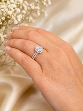 Load image into Gallery viewer, Oval Shape And Round Cut Sides Diamonds Engagement Ring And Matching Band Set Halo Style Bridal Set IGI Certified 14k Solid Rose Gold 2.00