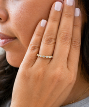Load image into Gallery viewer, Round Cut Moissanites Band Half Eternity Anniversary Band Antique Filigree Style Engagement Band 14k Yellow Gold Ring Wedding Band 0.35ctw