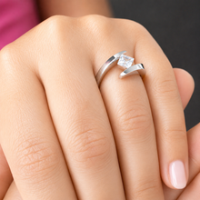 Load image into Gallery viewer, Princess Cut Moissanite Engagement Ring Tension Set Solitaire Bridal Ring 14k Solid And Heavy White Gold Wedding Anniversary Ring 1.50ct