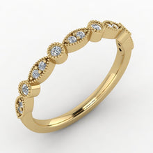 Load image into Gallery viewer, Round Cut Cvd Diamonds Half Eternity Band Bridal Band Antique Filigree Style Wedding Band Ring 14K Yellow Gold 0.15ctw