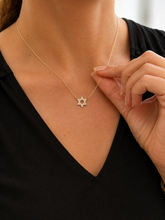Load image into Gallery viewer, Star Of David Style CVD Diamond Pendent And Chain in 14K Solid Yellow Gold Necklace Minimalist Style Wedding Bridal Gift For Her