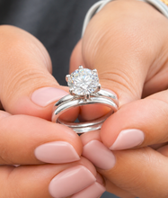 Load image into Gallery viewer, Solitaire Round Cut Moissanite Engagement Ring And Matching Band Set Wedding Set Six Prong Setting 7.50mm 14K Solid White Gold 1.50ct