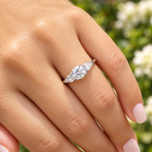 Load image into Gallery viewer, Round Cut And Pear Shape Sides Diamond Engagement Ring IGI Certified 14k Solid White Gold Bridal Wedding Ring 1.40ctw F-VS2