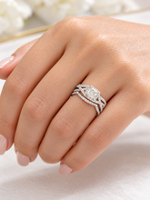 Load image into Gallery viewer, IGI Certified Princess Cut And Round Cut Sides Diamond Engagement Ring And Two Bands, Halo Wedding Set 14k Solid White Gold 2.00ctw
