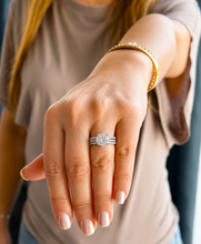 Load image into Gallery viewer, Round Cut Moissanite Engagement Ring And Two Matching Band Bridal Set Women's Wedding Ring and Band In 14k Solid White Gold Ring Set 3.70ctw