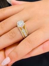 Load image into Gallery viewer, Cushion Cut Moissanite And Round Cut Sides Engagement Ring Set In 14k Solid Yellow Gold Bridal Ring Hidden Halo Style Wedding Ring 4.50ctw