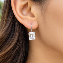 Load image into Gallery viewer, Emerald Cut IGI CERTIFIED Earrings Huge 6.00 Carat Prong set 14k Solid White Solid Gold Bridal Gift Wedding Engagement French Post Setting