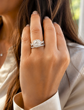 Load image into Gallery viewer, Cushion Cut and Round Cut Sides Diamond Engagement Ring And Matching Band IGI 14k Solid White Gold Deco Style Halo Wedding Set 3.00ct F-VS2