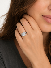 Load image into Gallery viewer, Round Cut Moissanite Engagement Ring Set In 14k Solid White Gold Wedding Ring Double Halo Bridal Ring Split Shank Halo Ring For Her 3.00ctw