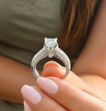 Load image into Gallery viewer, Princess Cut Center And Round Cut Sides Diamond Engagement Ring Prong Set Wedding Bridal Ring IGI Certified 14k White Gold 2.50ctw