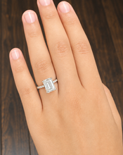 Load image into Gallery viewer, Emerald Cut Moissanite And Round Cut Sides Engagement Ring Set In 14k White Gold Wedding Ring Bridal propose Ring 4.25ctw