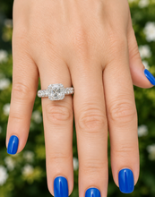 Load image into Gallery viewer, Princess Cut And Round And Baguettes Sides IGI Certified Diamond Engagement Ring 14k Solid White Gold Wedding Ring Halo Bridal Ring 2.00ctw