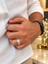 Load image into Gallery viewer, Round Cut Cvd Diamonds Ring Men's 14K Solid And Heavy Yellow Gold Diamond Band Channel Set Style Men's Wedding Ring Band For Him 2.00ctw