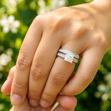 Load image into Gallery viewer, IGI Certified Princess Cut Diamond Engagement Ring and Matching Band Bridal Set 14k Solid and Heavy White Gold Wedding Set 2.85ct F-VS2