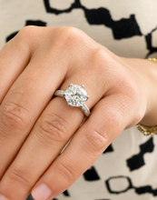 Load image into Gallery viewer, Round Cut Moissanite Engagement Ring Solitaire Bridal Ring Crown Prongs Filigree Style Shank Wedding ring Solitaire 14k White Gold 3.00ct
