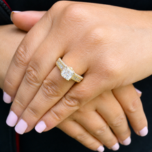 Load image into Gallery viewer, Princess Cut Moissanite And Round Cut Sides Engagement Ring Filigree Style Wedding Ring 14k Solid Yellow Gold Bridal Ring For Her 2.00ctw