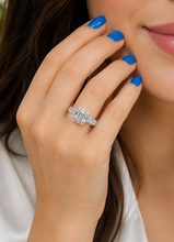 Load image into Gallery viewer, Princess Cut And Round And Baguettes Sides IGI Certified Diamond Engagement Ring 14k Solid White Gold Wedding Ring Halo Bridal Ring 2.00ctw
