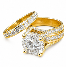 Load image into Gallery viewer, IGI Certified Round Cut Center Diamond Engagement Ring And Matching Band Inner Halo 14k Solid And Heavy White Gold Wedding Ring 7.50ctw