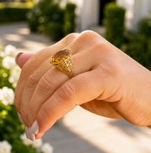 Load image into Gallery viewer, Oval Cut Natural Yellow Citrine Ring Art Deco Style Ring Anniversary Gift Prong Set Right Hand Ring For Her 14k Solid Yellow Gold 5.00ctw