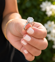 Load image into Gallery viewer, Round Cut Diamond Engagement Ring Crown Prong Style Solitaire IGI Certified Split Shank 14k Solid White Gold Wedding Bridal Ring 3.00ct
