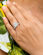 Load image into Gallery viewer, Elongated Cushion Cut And Round Cut Sides Diamond Engagement Ring And Matching Band IGI Certified 14K Solid Whie Gold Wedding Ring 5.00ctw