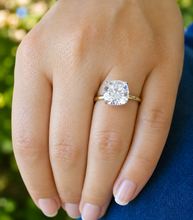 Load image into Gallery viewer, IGI Certified Cushion Cut Diamond Engagement Ring Solitaire Wedding Ring Four Prong Bridal Ring 14K Solid Yellow Gold Propose Ring 4.00ct