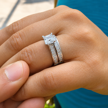 Load image into Gallery viewer, IGI Certified Princess Cut Diamond Engagement Ring and Matching Band Bridal Set 14k Solid and Heavy White Gold Wedding Set 2.85ct F-VS2