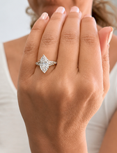 Load image into Gallery viewer, Marquise Cut Diamond Engagement Ring Set In IGI Certified 14k Solid White Gold Antique Filigree Style Wedding Bridal Ring 3.00ct