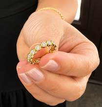 Load image into Gallery viewer, Round Cut Moissanites Band Eternity Style Anniversary Band Bezel Set Engagement Band 14k Yellow Gold Ring Wedding Band 1.00ctw