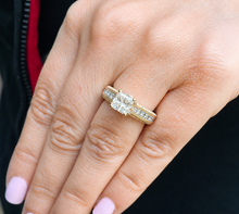 Load image into Gallery viewer, Princess Cut Moissanite And Round Cut Sides Engagement Ring Filigree Style Wedding Ring 14k Solid Yellow Gold Bridal Ring For Her 2.00ctw