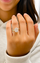 Load image into Gallery viewer, Oval cut Moissanite And Round Cut Sides Engagement Ring And Matching Band 14k Solid Yellow Gold Bridal Ring Solitaire Wedding Ring 5.20ctw