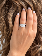 Load image into Gallery viewer, IGI Certified Princess Cut And Round Cut Sides Diamond Engagement Ring And Two Bands, Halo Wedding Set 14k Solid White Gold 2.00ctw
