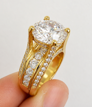 Load image into Gallery viewer, Round Shape Moissanite Engagement Ring Inner Halo Wedding Ring High Set 14k Solid Heavy White Gold Bridal Ring 6.50ctw