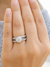 Load image into Gallery viewer, Round Cut Diamond Engagement Ring And Two Matching Bands IGI Certified 14k Solid White Gold Halo Bezel Set Style Wedding Set For Her 1.80ctw