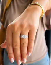 Load image into Gallery viewer, Round Cut Moissanite Engagement Ring And Two Matching Band Bridal Set Women's Wedding Ring and Band In 14k Solid White Gold Ring Set 3.70ctw