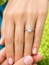 Load image into Gallery viewer, Oval Shape Center and Round Cut Sides IGI Certified Diamond Engagement Ring Halo 14k Solid Yellow Gold Wedding Bridal Ring For Her 2.00ctw