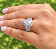 Load image into Gallery viewer, Pear Shape Center And Round Cut Sides Diamond Engagement Ring Halo Ring Wedding Bridal Ring IGI Certified 14k Solid White Gold 4.40ctw G-VS2