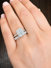 Load image into Gallery viewer, Elongated Cushion Cut And Round Cut Sides Diamond Engagement Ring And Matching Band IGI Certified 14K Solid Whie Gold Wedding Ring 5.00ctw