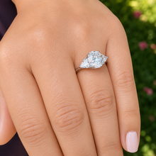 Load image into Gallery viewer, Oval Shape And Trillion Cut IGI Certified Diamond Engagement Ring Three Stone Style Wedding Ring In 14K White Gold Bridal Ring 2.60ctw