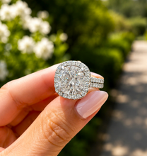 Load image into Gallery viewer, Round Cut Diamond Engagement Ring IGI Certified 14k Solid White Gold Halo Wedding ring Split shank Bridal Ring 5.70ct G-VS2