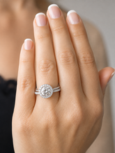 Load image into Gallery viewer, GIA Certified Natural Round Cut Diamond Engagement Ring And Matching Band Halo Wedding Set Women's Stunning 14k solid white gold 1.80ctw