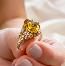 Load image into Gallery viewer, Oval Cut Natural Yellow Citrine Ring Art Deco Style Ring Anniversary Gift Prong Set Right Hand Ring For Her 14k Solid Yellow Gold 5.00ctw