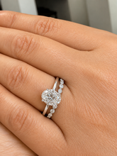 Load image into Gallery viewer, Oval Shape Moissanite And Round Cut Sides Engagement Ring And Matching Band 14k Solid White Gold Bridal Ring Solitaire Wedding Ring 3.15ctw