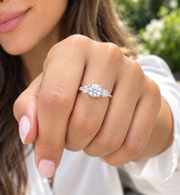 Load image into Gallery viewer, Round Cut And Pear Shape Sides Diamond Engagement Ring IGI Certified 14k Solid White Gold Bridal Wedding Ring 1.40ctw F-VS2