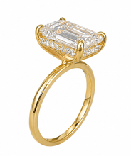 Load image into Gallery viewer, IGI Certified Emerald Shape And Round Cut Diamond Engagement Ring Inner Halo Style Wedding Ring Women's Bridal Ring 14K Yellow Gold 3.10ctw