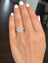 Load image into Gallery viewer, Emerald Cut Moissanite And Round Cut Sides Engagement Ring Set In 14k Yellow Gold Wedding Ring Bridal propose Ring 5.25ctw