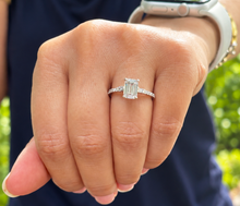 Load image into Gallery viewer, Emerald And Baguettes Cut Diamond Engagement Ring IGI Certified 14k Solid White or Yellow Gold Bridal Ring Wedding Ring 2.30ctw F-VS2