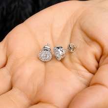 Load image into Gallery viewer, Round Cut Cvd Diamond Studs Earrings Screw Backs Prong Set With Round Cut Diamonds Halo Style In 14k Solid White Gold Gift For Her 1.40ctw