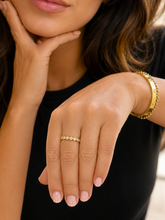 Load image into Gallery viewer, Round Cut Moissanites Band Eternity Style Anniversary Band Bezel Set Engagement Band 14k Yellow Gold Ring Wedding Band 1.00ctw